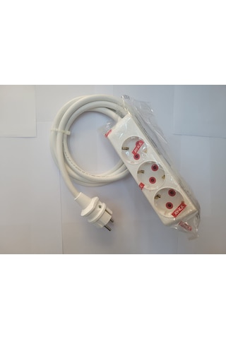 3x2,5 Ttr Tam Bakır Kablolu Kaliteli 3 Lü Grup Priz 10 Mt