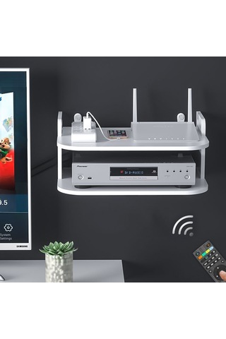 Teltree Duvar Montlu, Delme Yok, Bohça Üstlü, Projeksiyon Cihazı, Router, Set Top Box Depolama Kutusu - Oturma Odası Dolapı