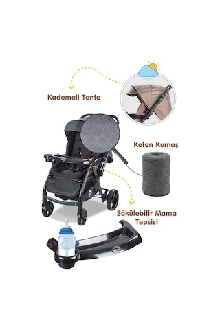 Combo Maxi Pro Çift Yönlü Bebek Arabası Siyah
