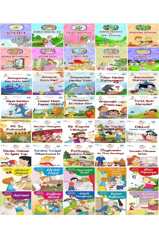 1.Sınıf Ev ve Sınıf Kitaplığı İçin Büyük Boy Eğlenceli 40 li Hikaye Seti (16 Yaprak)