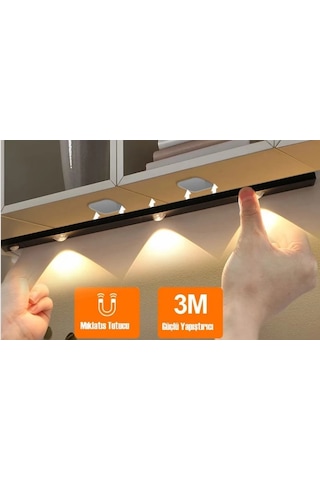 Cata Ct 2464s 3w Şarjlı Led Sensörlü Dolap İçi Lamba 3 Renk Mod Siyah Kasa Çok Renkli