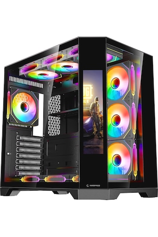Nova 9.16'' Lcd Ekranlı Hub+kumanda Siyah 7x12cm Argb Pwm Fan Gaming Oyuncu Kasası