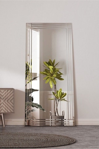 Model Star Dekoratif Desenli Bizoteli Salon Ofis Konsol Aynası GÜMÜŞ