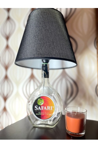 Şık Tasarımlı Safari Şişe Abajur Siyah