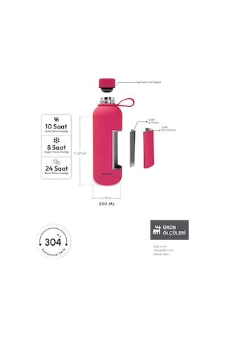 Karaca Aly Soft Touch Çelik Sızdırmaz Termos 500 Ml Pembe Pembe
