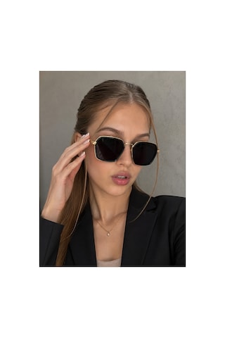 Güneş Gözlüğü Kadın & Erkek Uv400 Cam Gold Siyah Çok Renkli