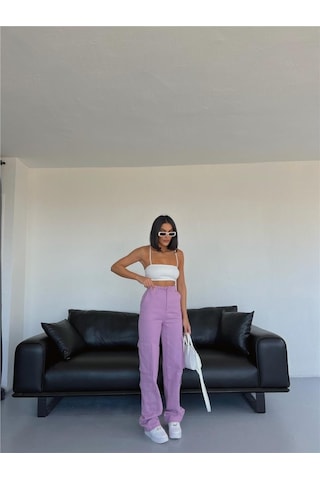 Reka Moda Kargo Pantolon - Lila Lila