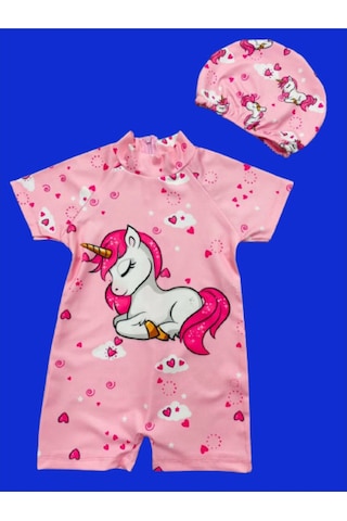 Lolliboomkids Yarım Vücut Sırt Kapamalı Güneş Korumalı Kız Çocuk Mayo Açık Pembe