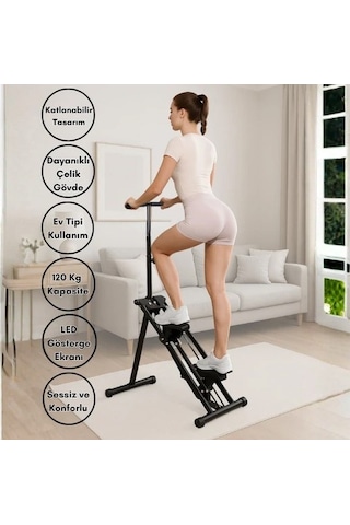 Yasomi Fys10 Katlanabilir Dikey Tırmanma Egzersiz Aleti - Merdiven Tırmanma Kondisyon Aleti Siyah