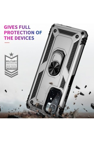 Smcase Xiaomi Redmi 10 2022 Kılıf Vega Yüzüklü Tank Silikon