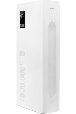 Powerway 30.000 Mah Pd 22.5w Dahili Kablolu Hızlı Şarj Gerçek 30.000 Mah Qc30s Beyaz Powerbank