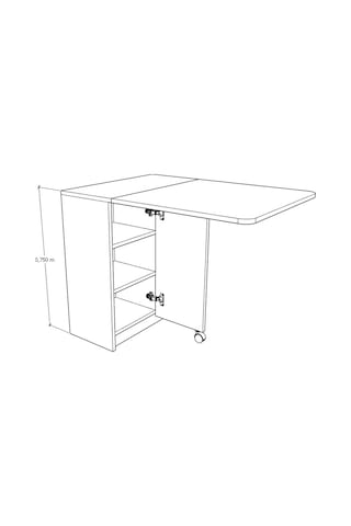 Asra Trend KM-21 %100 MDF 93x70 cm Katlanır Akıllı Mutfak Masası Tekerlekli Servis Masası Beyaz Retro Taş