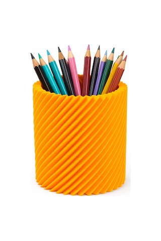 Spiral Tasarım Kalemlik Masaüstü Kalem Tutucu Sert Plastik Kalem Standı Modern Dekoratif Çok Renkli