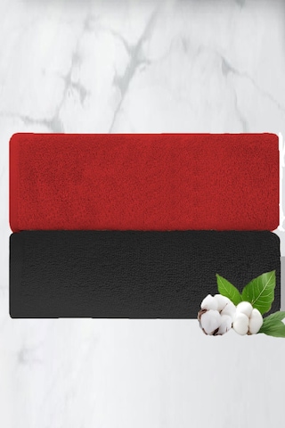 2 Li Lüks El Yüz Havlu Seti 50x90 Cm %100 Pamuklu Gramajlı Sija Kırmızı