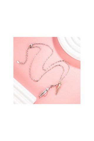 Geometrik Çift Kucaklama Kolye Kolye Aksesuarları Beyaz Altın Çok Renkli