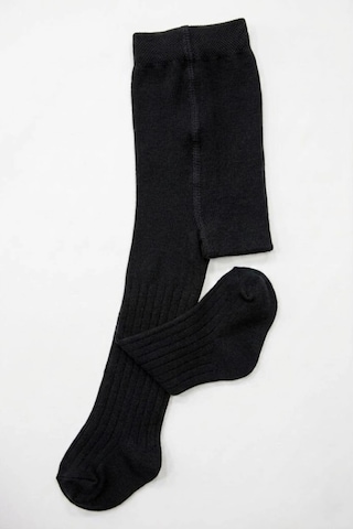 Cocole Socks Kız Bebek Külotlu Çorabı Pamuklu Siyah Derby Çizgili 0-24 Ay