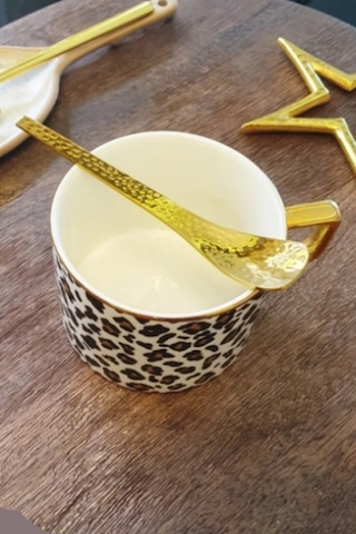 Jasper D-298 Gold Çay Kaşığı Kahve Dondurma Tatlı Pasta Şeker Kaşık Set Altın