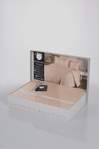 Deluxe Pamuk Saten Çift Kişilik Kutulu Nevresim Takımı Saten Nevresim Çeyizlik Deluxe20, Kapuçino, 200 X 220 Çok renkli
