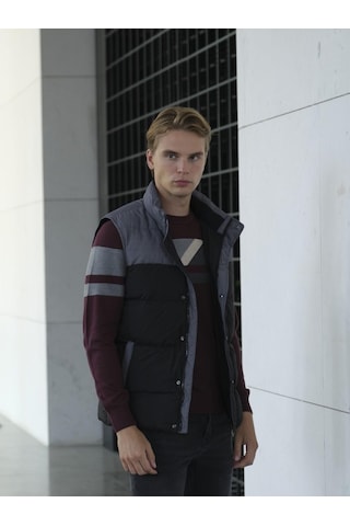 Erkek Slim Fit Siyah Rüzgar Ve Su Itici Termo Iç Astarlı Nefes Alabilen Yelek Ncs Jeans 4514-Siyah