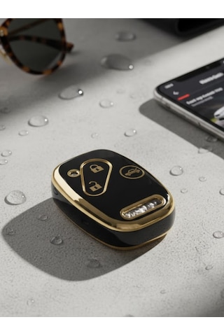 Honda Cr-v Civic Fd6 Accord 3 Buton Nano Anahtar Kılıfı Siyah-gold