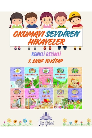 1. Sınıf Okumayı Sevdiren Renkli Resimli Hikayeler 14- 10 Kitap