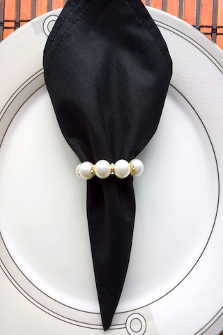 6 Adet Gold Taş Detaylı Inci Peçete Yüzüğü