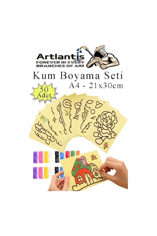 Kum Boyama Seti 50 Adet 20x30 Cm A4 Boyutunda Büyük Boy Kaliteli Kum Boyama Çalışması Tuz Boyama Etkinlik