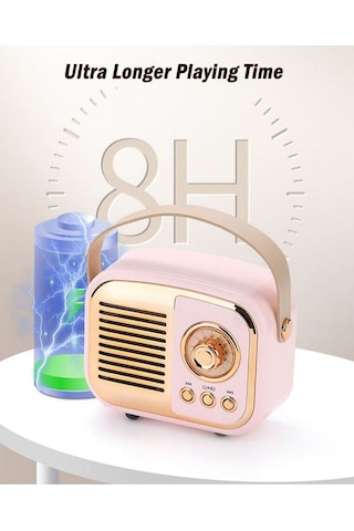 Nostaljik Retro Radio Parlak Kaplama Bluetooth Bağlantılı Hoparlör - Kırmızı- Tek Ebat