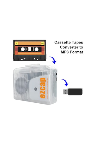 Jeehugo Ezcap Kaset Çevirici: Kasetten Mp3/wav'a Dönüştürücü, Usb-c, Usb 2.0, Dahili Hoparlör, Kulaklık Jack, Dijital Dinleyici