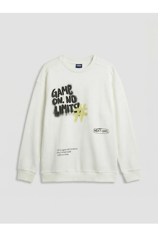 Lc Waikiki Beyaz Baskılı Erkek Çocuk Sweatshirt