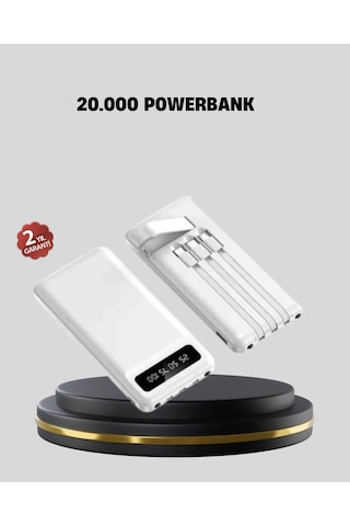 20.000 Mah 4 Çıkışlı Led Göstergeli Hızlı Şarj Powerbank Beyaz 00153770