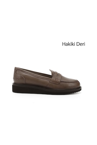 Gönderi(R) Gönderi R Vizon Antik Dolgu Taban Hakiki Deri Loafer Ayakkabı Vizon