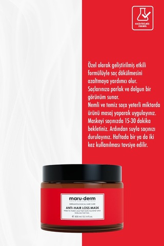 Maru.derm Saç Maskesi Saç Dökülme Karşıtı Saç Maskesi 300 Ml Tüm Saç Tipleri Vegan