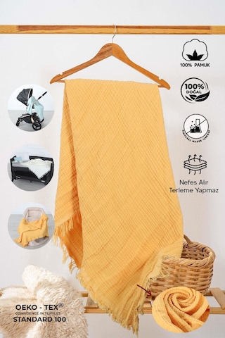 Huggy 4 Katlı %100 Pamuk 100x130 Müslin Bez Müslin Örtü Müslin Yenidoğan Bebek Battaniyesi