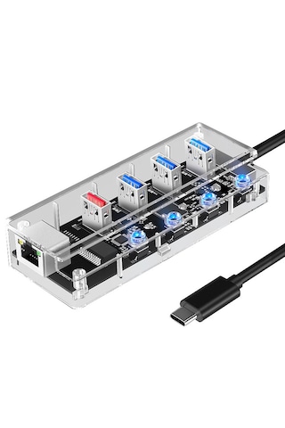Type-c To 4 Port Usb Çoğaltıcı 1 Port Ethernet Hub Adaptör Fc829