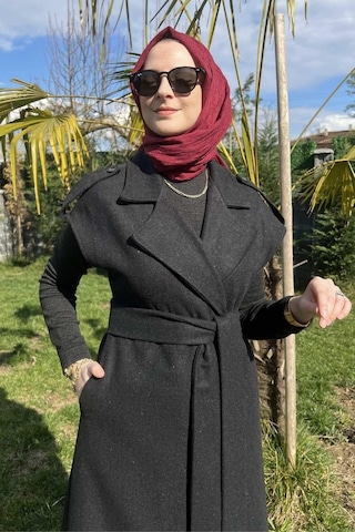 Rabia Şamlı Apoletli Antrasit Yelek Normal