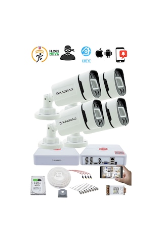 4 Kameralı Set Kadraj - Gece Renkli 5mp Sony Seculens Kdj-4s-4w-p