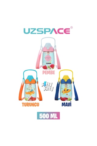 Uzspace Pipetli 500 Ml Boyun Askılı Tritan Çocuk Su Matarası -kutulu- Ffuz2201500 001