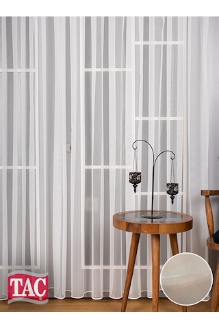 Taç Frahm Eteği Kurşunlu Parlak Düz Tül Perde / Ölçünüze Özel Dikim