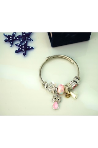 Biem Pandora Model Çelik Bileklik Pembe2 Gold/gümüş