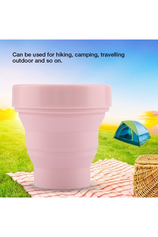 Yaozixa Pembe Silikon Katlanabilir Matara - Taşınabilir, Isı Saklayıcı Kapağıyla, Dış Etkinlikler İçin 230ml