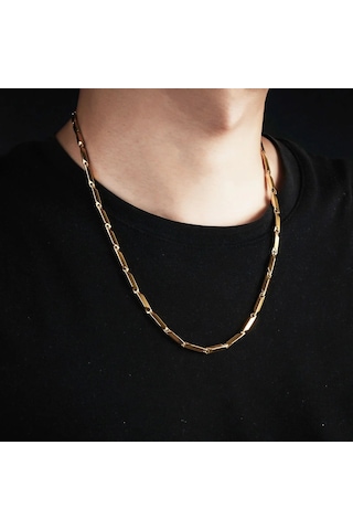 Çelik Kolye Titanyum Melon Düz Model 3 Mm 55 Cm Altın Sarısı Gold Gold