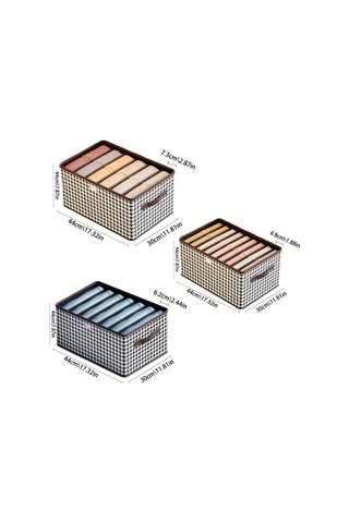 Fosenze Houndstooth Desenli 6 Bölmeli Kapaklı Non-woven Organizer Kutusu - 44x30x20cm, Çekmeceli, Yığılabilir, Evde Giysi/ev Aletleri Depolama