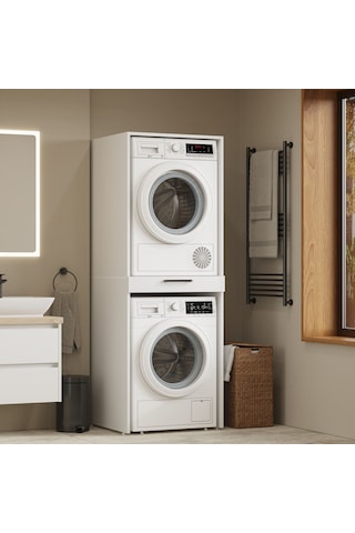 Aqua Bagno Urban Smartbox Çamaşır Ve Kurutma Makinesi Dolabı -çekmeceli-2 Parça-beyaz Abs.50.01.01.01