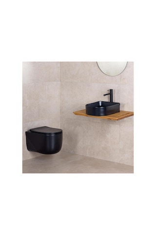 Eh-5110ms Tezgah Üstü Lavabo Mat Siyah Renkli