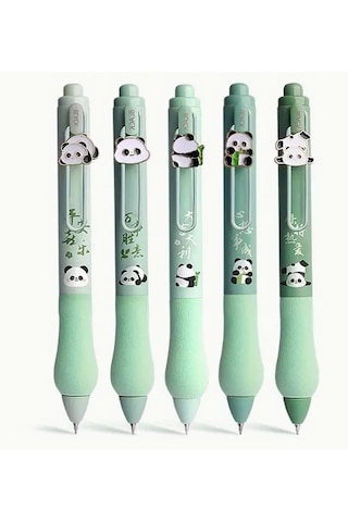 Tcherchı Capybara Geri Çekilebilir Jel Mürekkepli Roller Kalemler 5'li Set - Ekstra İnce 0,5 Mm Uç, Siyah Mürekkep, Pürüzsüz Yazım