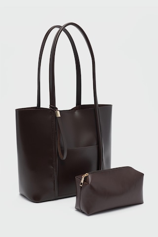 Pebbled Omuz Çantası Kahve Kahverengi - Siyah - Bej