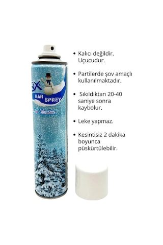 Karspreyi Parti Kutlama Sahne Gösterisi Leke Yapmayan Uçucu Eğlence Kar Taneli Spreyi 300 Ml