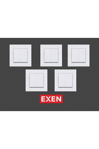 Exen Karell Beyaz Komütatör Çerçeveli 5 Adet