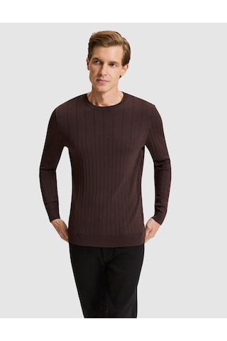 Pierre Cardin Koyu Kahverengi Slim Fit Kazak 50330165 Vr084